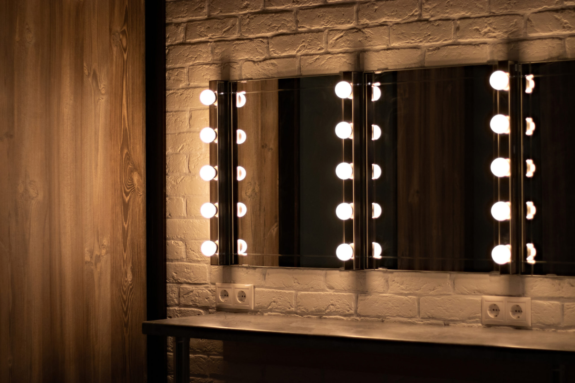 Backstage dressing-room mirrors ready for show day